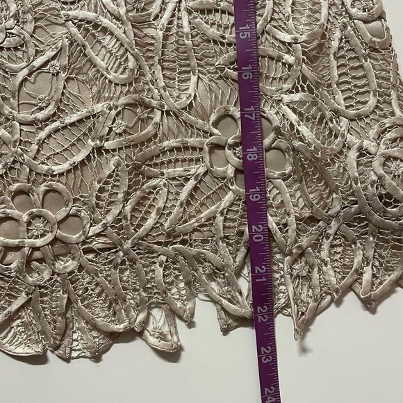 Vintage Silken Poetry Beige Silk Hand Crocheted Beaded Top & Skirt Set Sz M EUC - Picture 7 of 13